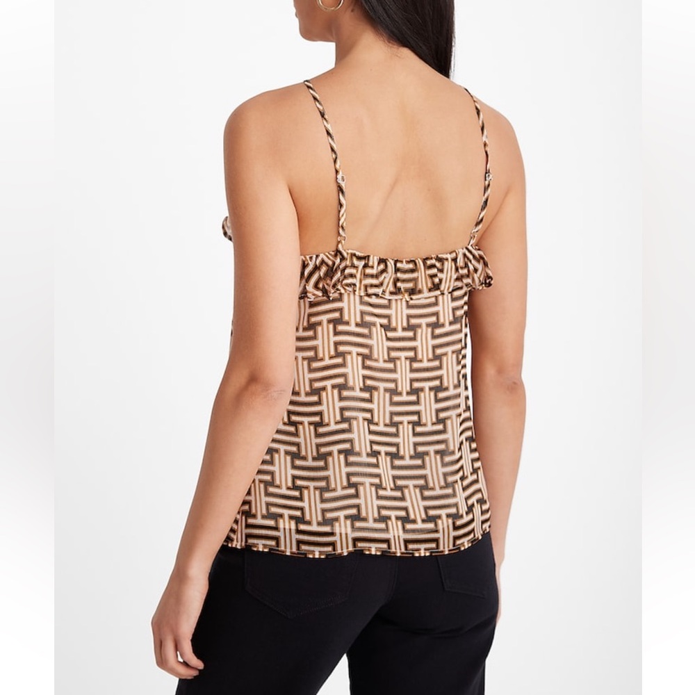 Express Printed Ruffle Halter Neck Tank, Small NWT - Picture 3 of 10